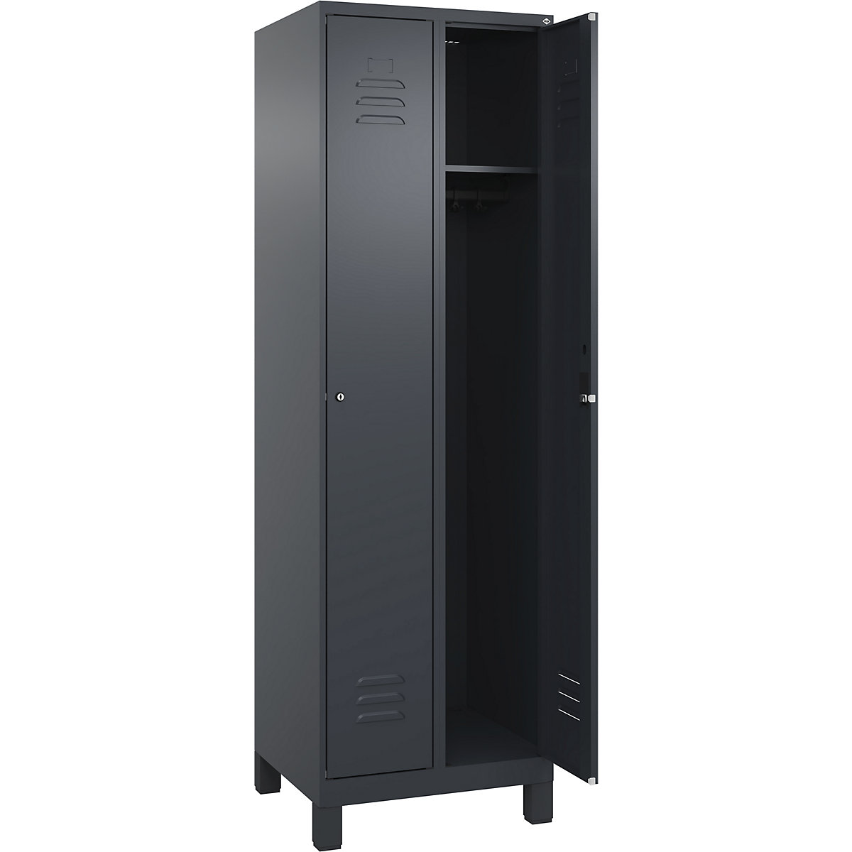 Armadietto Classic PLUS – C+P, 2 scomparti, grigio, largh. 600 mm, con piedini, serratura a cilindro-0