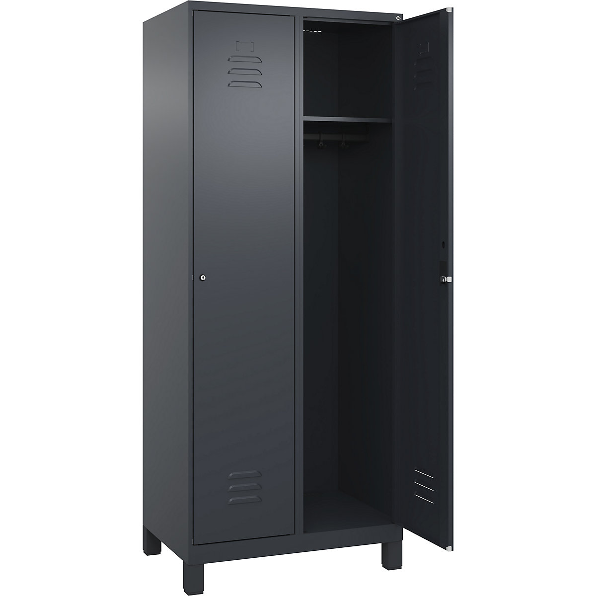 Armadietto Classic PLUS – C+P, 2 scomparti, grigio, largh. 800 mm, con piedini, serratura a cilindro-0