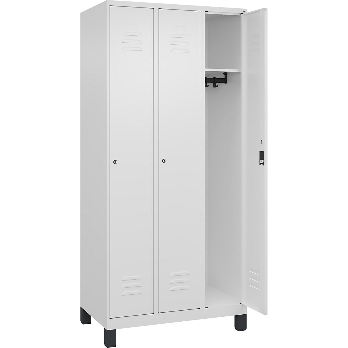 Armadietto Classic PLUS – C+P, 3 scomparti, bianco traffico, largh. 900 mm, con piedini, serratura a cilindro-0