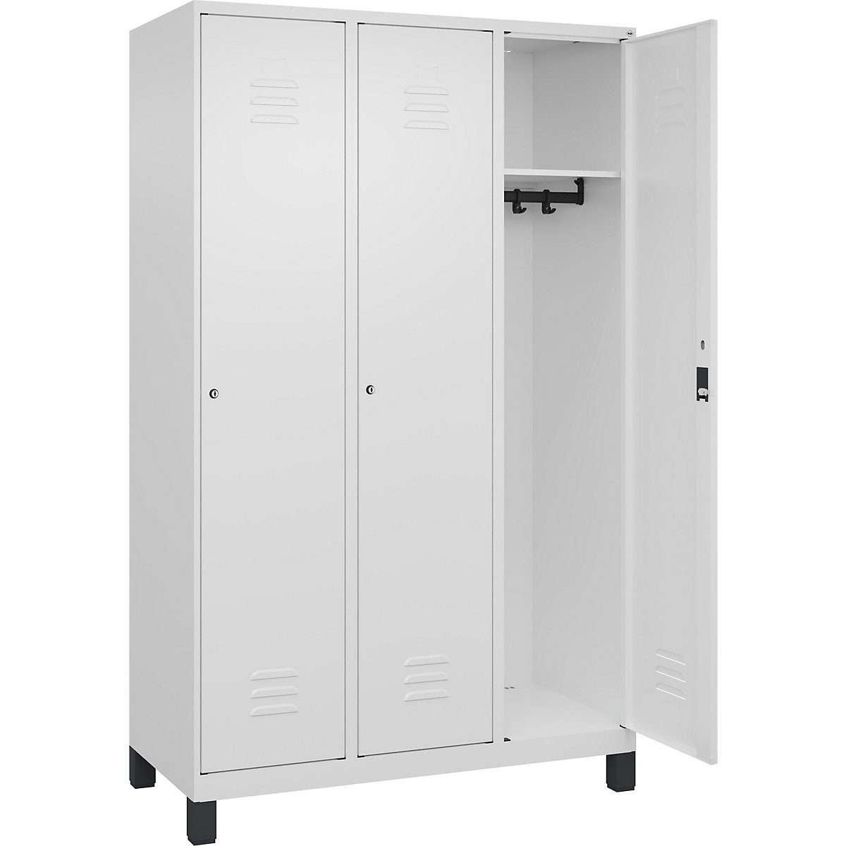 Armadietto Classic PLUS – C+P, 3 scomparti, bianco traffico, largh. 1200 mm, con piedini, serratura a cilindro-0