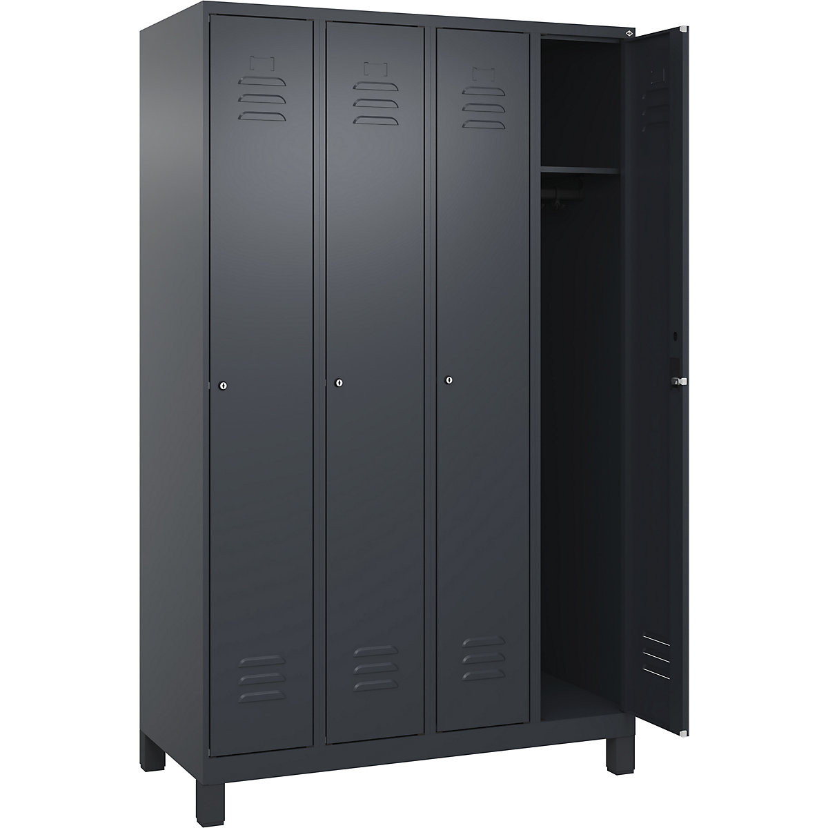 Armadietto Classic PLUS – C+P, 4 scomparti, grigio, largh. 1200 mm, con piedini, serratura a cilindro-0