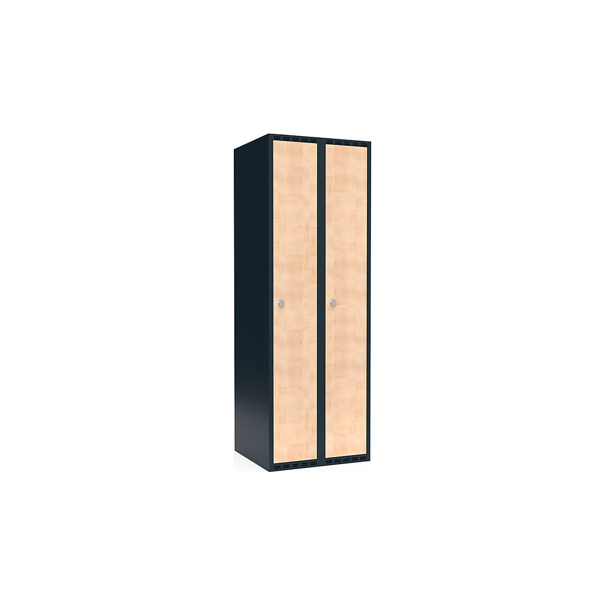 Armadietto Fydor, 2 scomparti, grigio / betulla, largh. 600 mm, 2 scomparti, tetto piatto, lucchetto-0