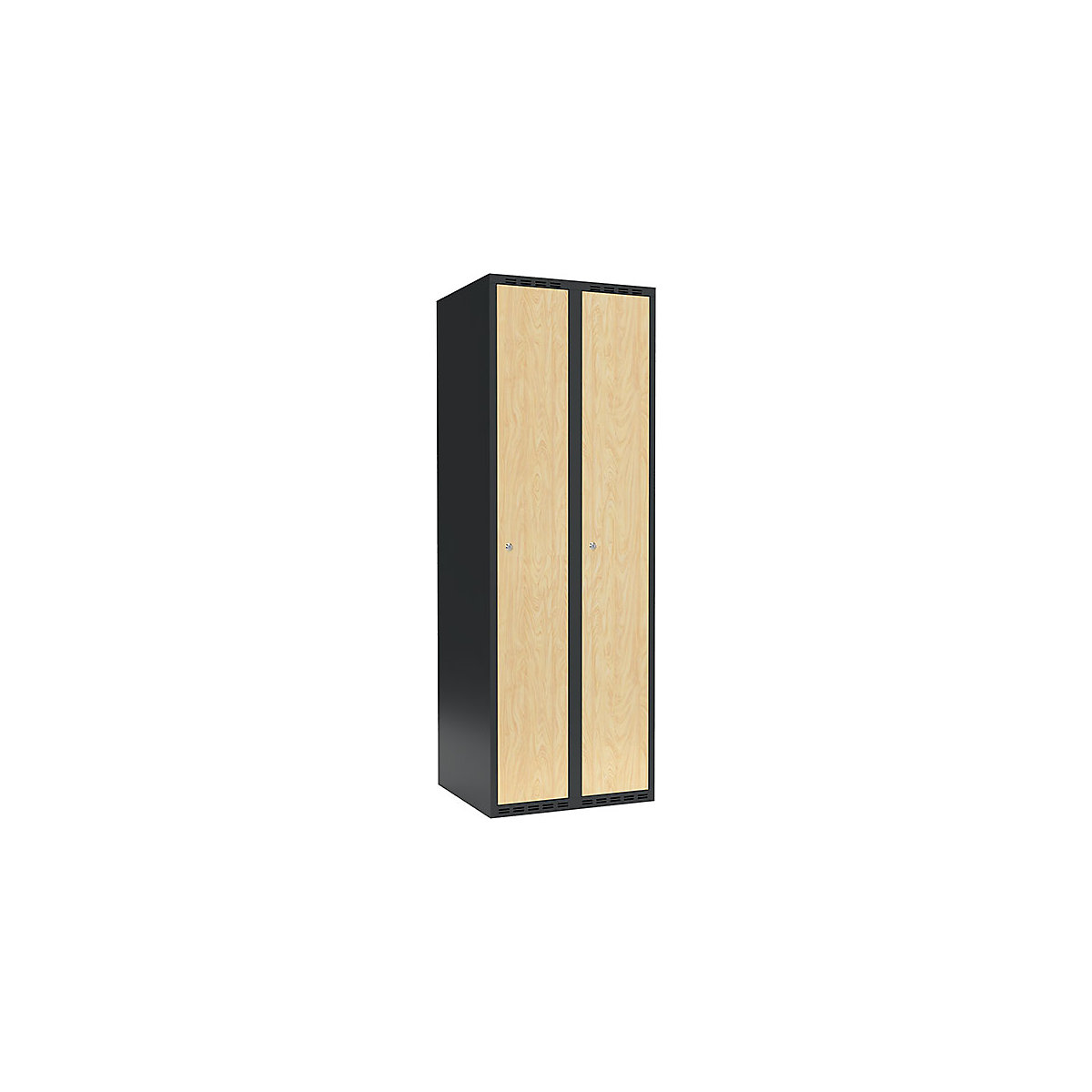 Armadietto Fydor, 2 scomparti, grigio / betulla, largh. 600 mm, 2 scomparti, tetto piatto, serratura a cilindro-0