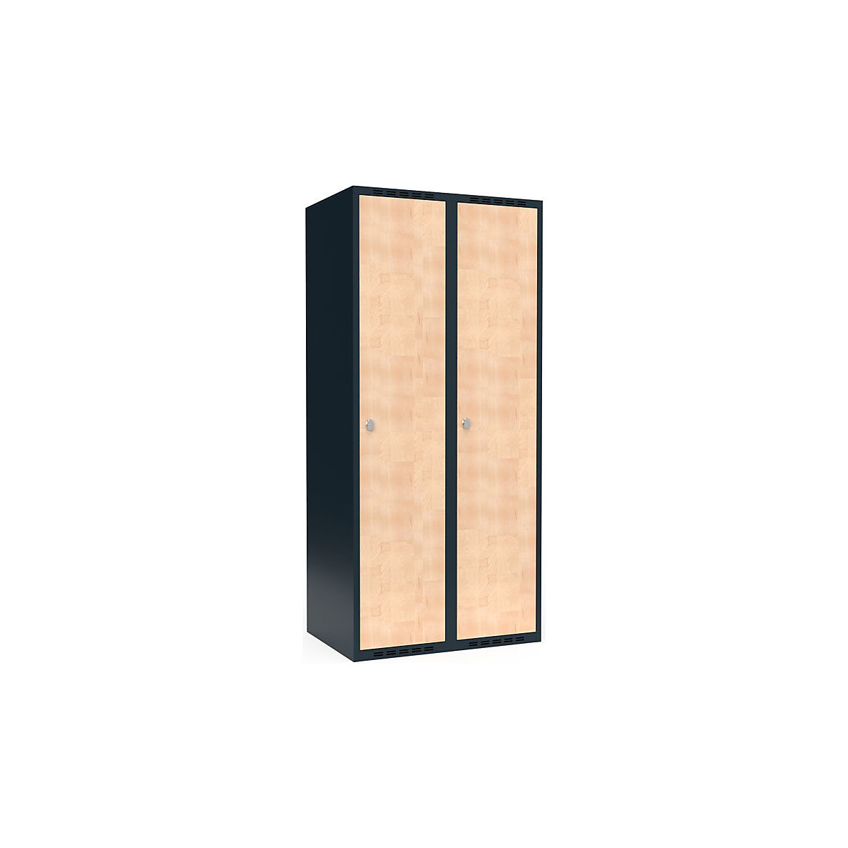 Armadietto Fydor, 2 scomparti, grigio / betulla, largh. 800 mm, 2 scomparti, tetto piatto, lucchetto-0