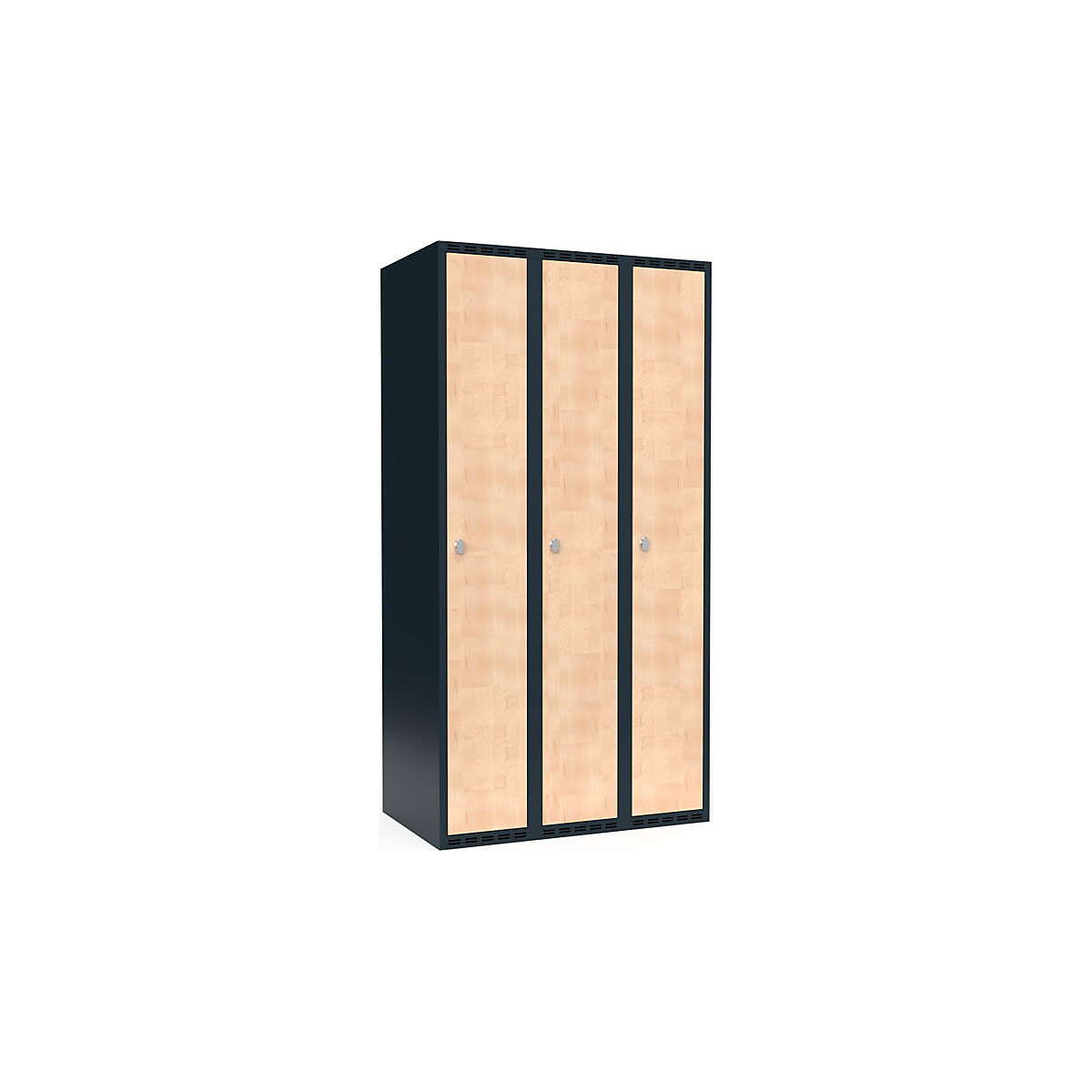 Armadietto Fydor, 3 scomparti, grigio / betulla, largh. 900 mm, 3 scomparti, tetto piatto, lucchetto-0
