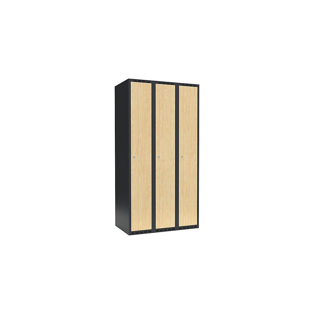 Armadietto Fydor, 3 scomparti, grigio / betulla, largh. 900 mm, 3 scomparti, tetto piatto, serratura a cilindro-0
