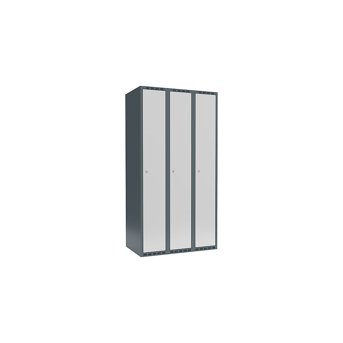Armadietto Fydor, 3 scomparti, grigio-azzurro / grigio chiaro, largh. 900 mm, 3 scomparti, tetto piatto, serratura a cilindro-0