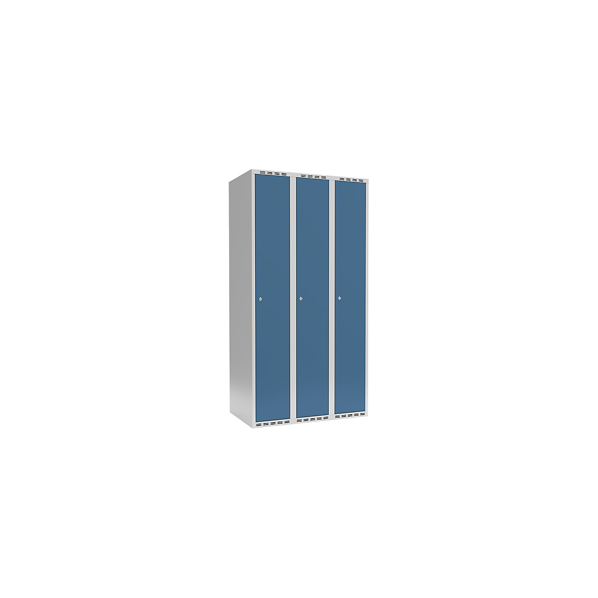 Armadietto Fydor, 3 scomparti, grigio chiaro / blu brillante, largh. 900 mm, 3 scomparti, tetto piatto, serratura a cilindro-0