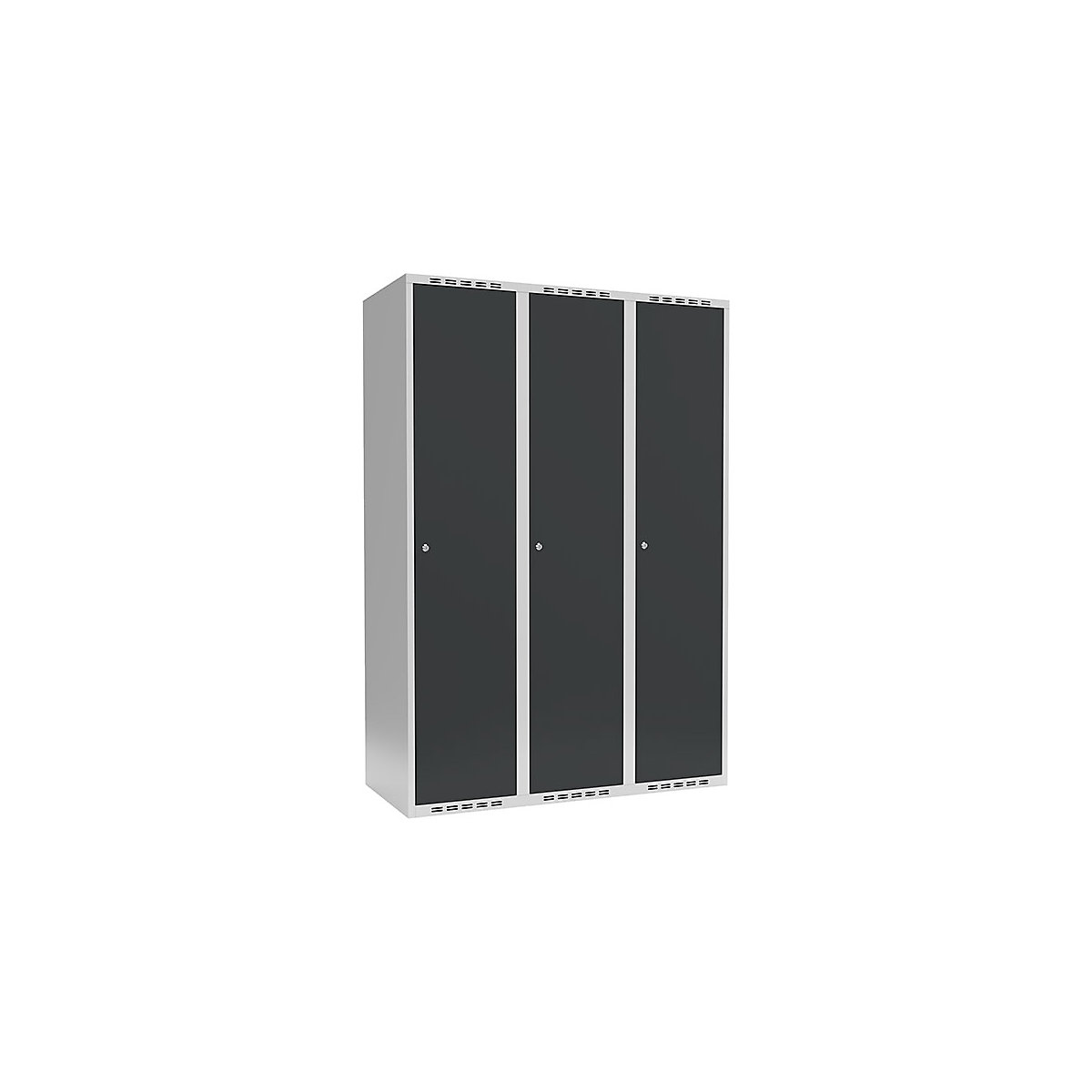 Armadietto Fydor, 3 scomparti, grigio chiaro / grigio, largh. 1200 mm, 3 scomparti, tetto piatto, serratura a cilindro-0