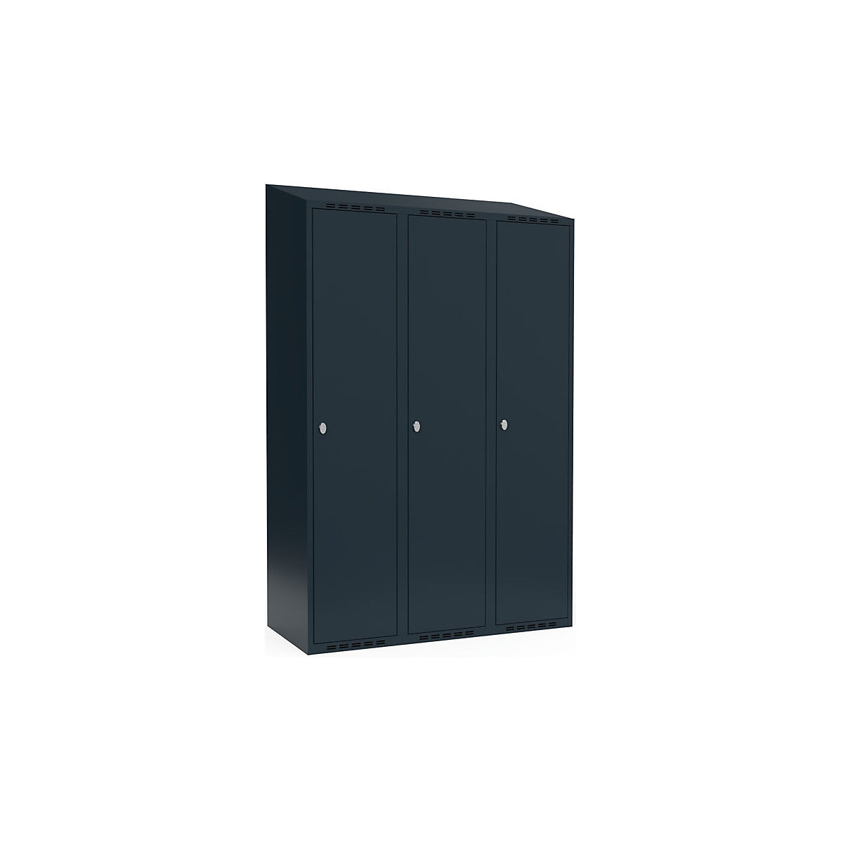 Armadietto Fydor, 3 scomparti, grigio, largh. 1200 mm, 3 scomparti, tetto inclinato, lucchetto-0
