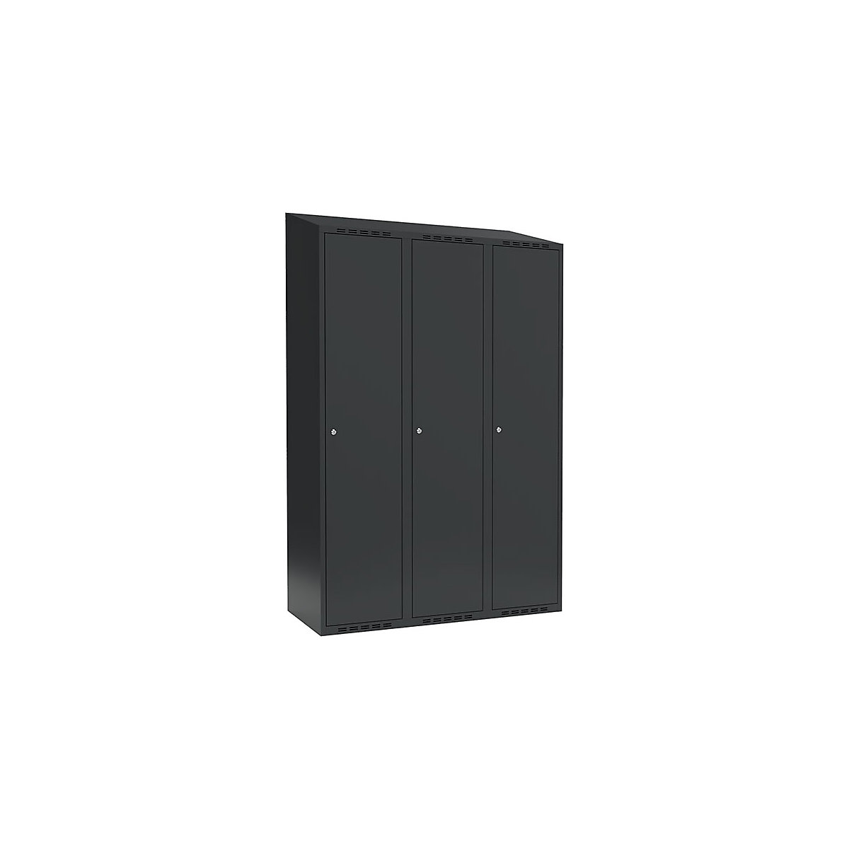 Armadietto Fydor, 3 scomparti, grigio, largh. 1200 mm, 3 scomparti, tetto inclinato, serratura a cilindro-0
