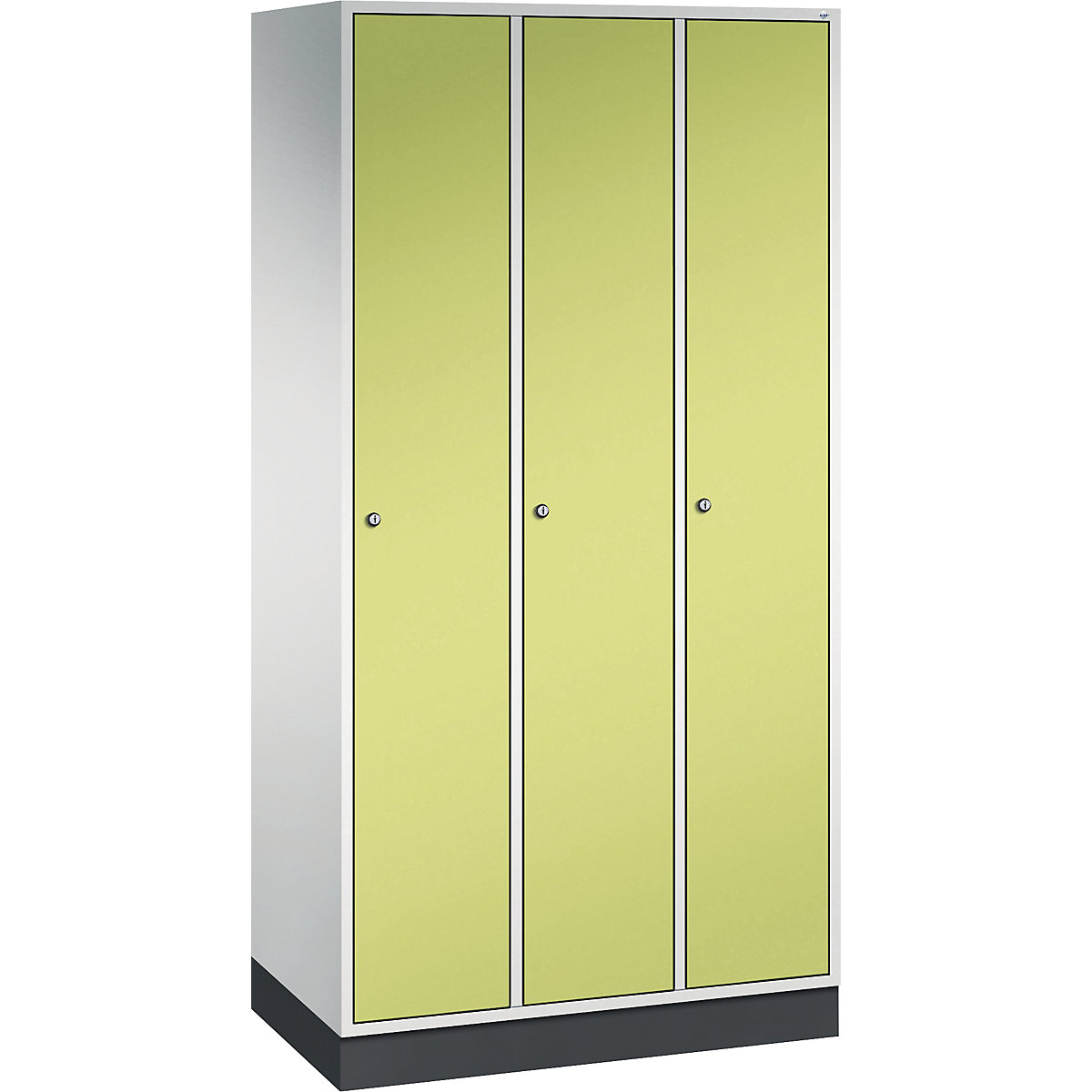 Armadietto Intro – C+P, larghezza 920 mm, 3 scomparti, corpo grigio chiaro, ante verdino-0