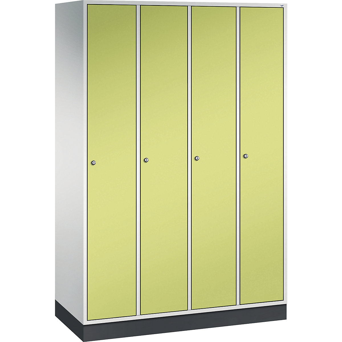 Armadietto Intro – C+P, larghezza 1220 mm, 4 scomparti, corpo grigio chiaro, ante verdino-0