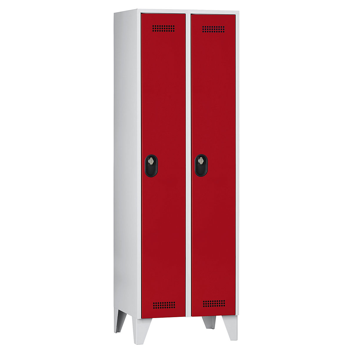 Armadietto Köln – Wolf, 2 scomparti, grigio chiaro / rosso fuoco, 600 mm-0