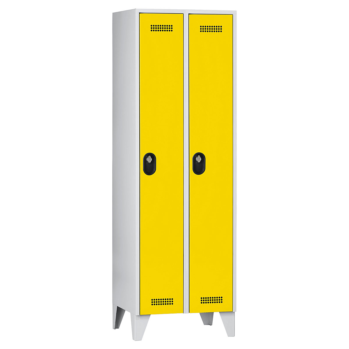 Armadietto Köln – Wolf, 2 scomparti, grigio chiaro / giallo zinco, 600 mm-0