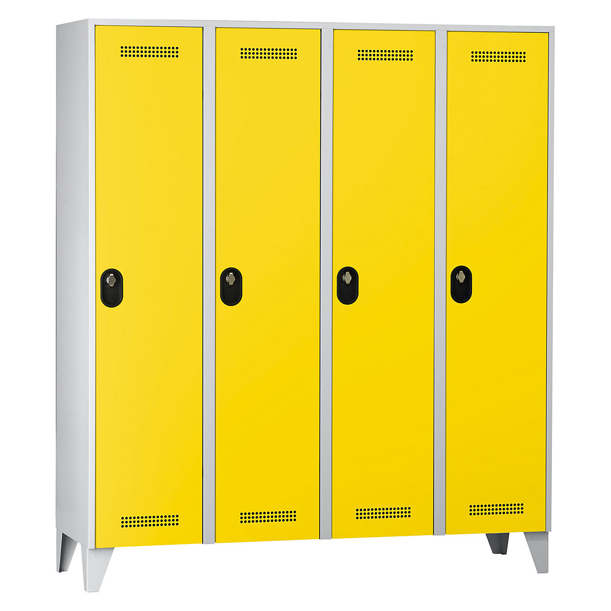 Armadietto Köln – Wolf, 4 scomparti, grigio chiaro / giallo zinco, 1600 mm-0
