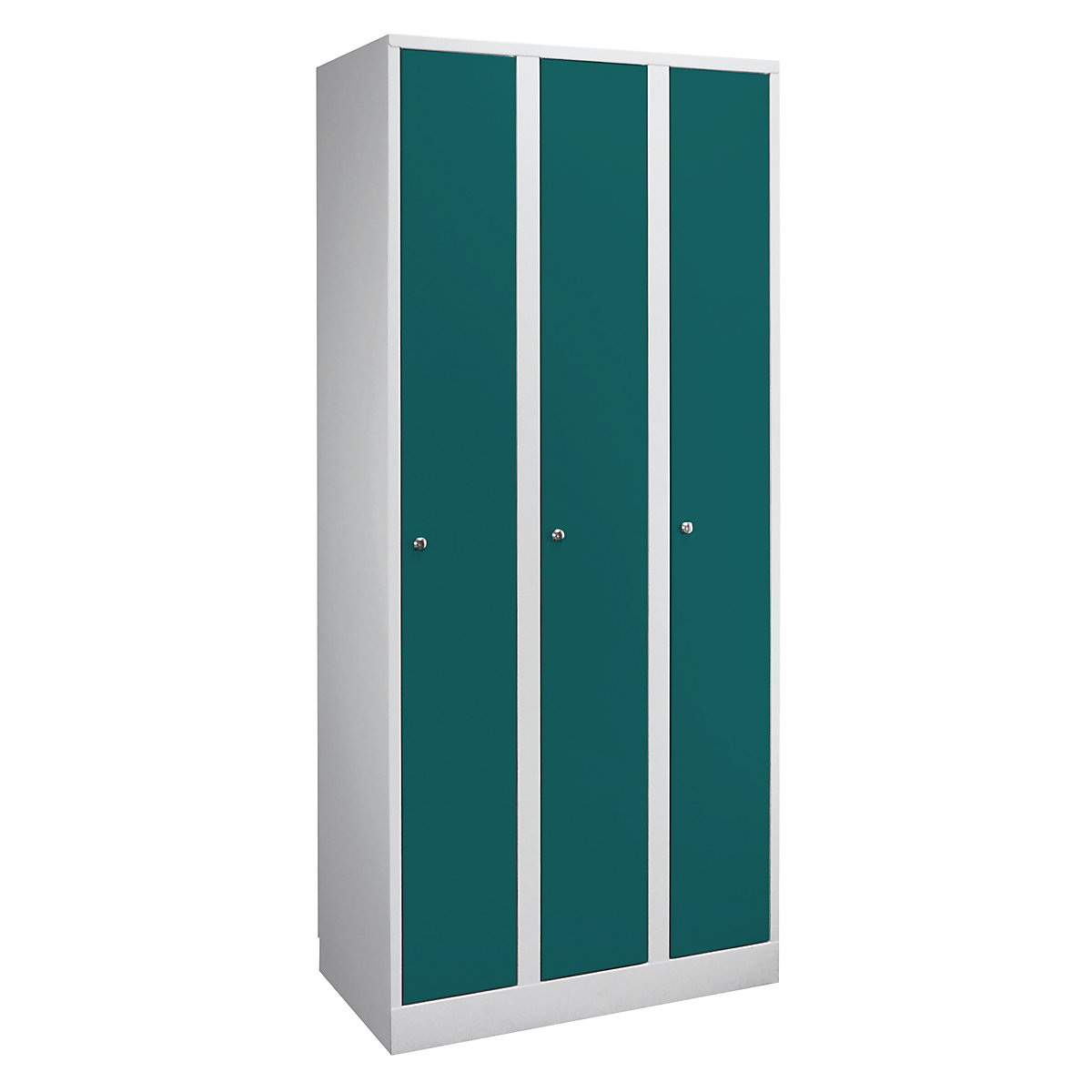 Armadietto Komfort – Wolf, 3 scomparti, grigio chiaro / verde opale, larghezza 1200 mm-0