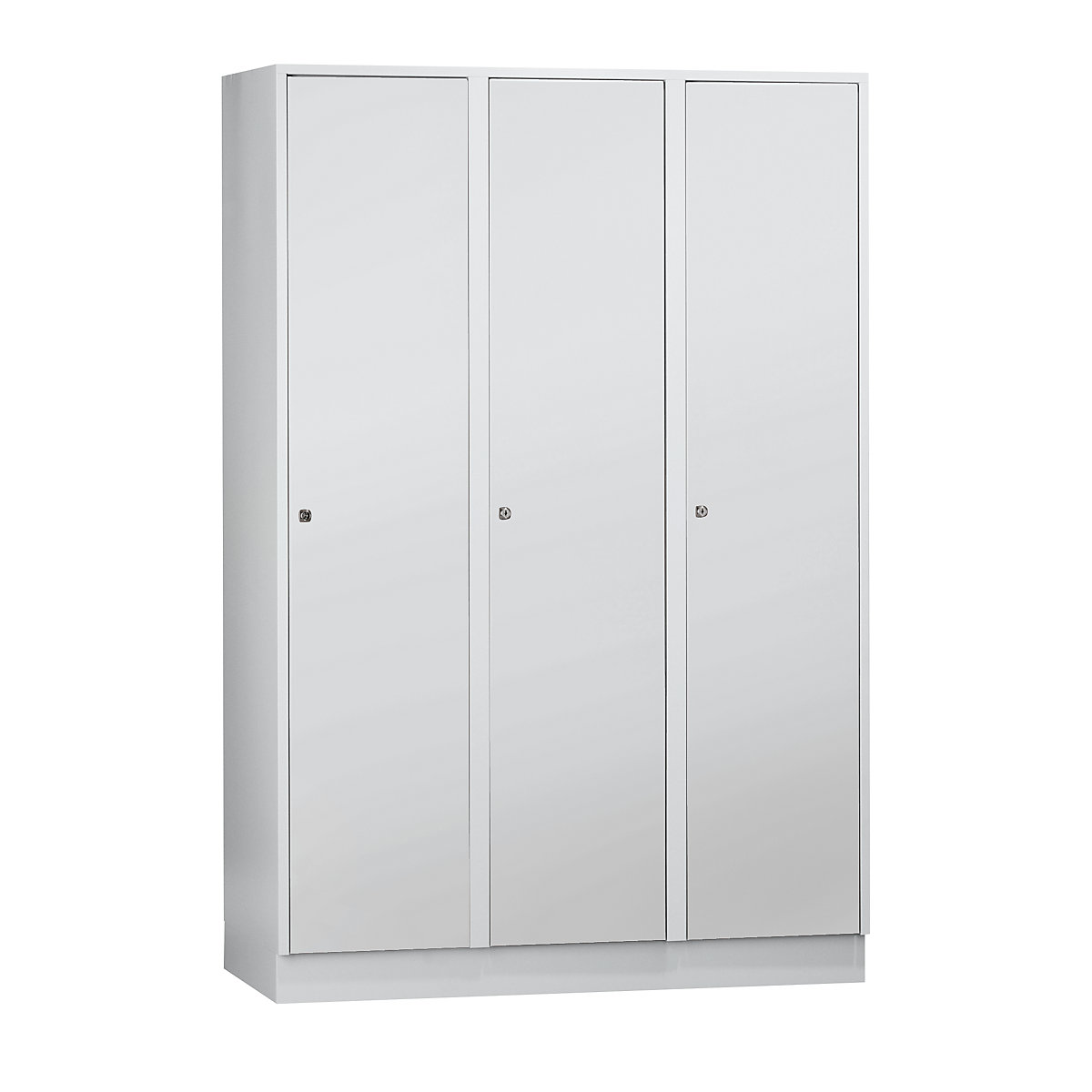 Armadietto München – Wolf, 3 scomparti, grigio chiaro, largh. 1200 mm, con zoccolino-0