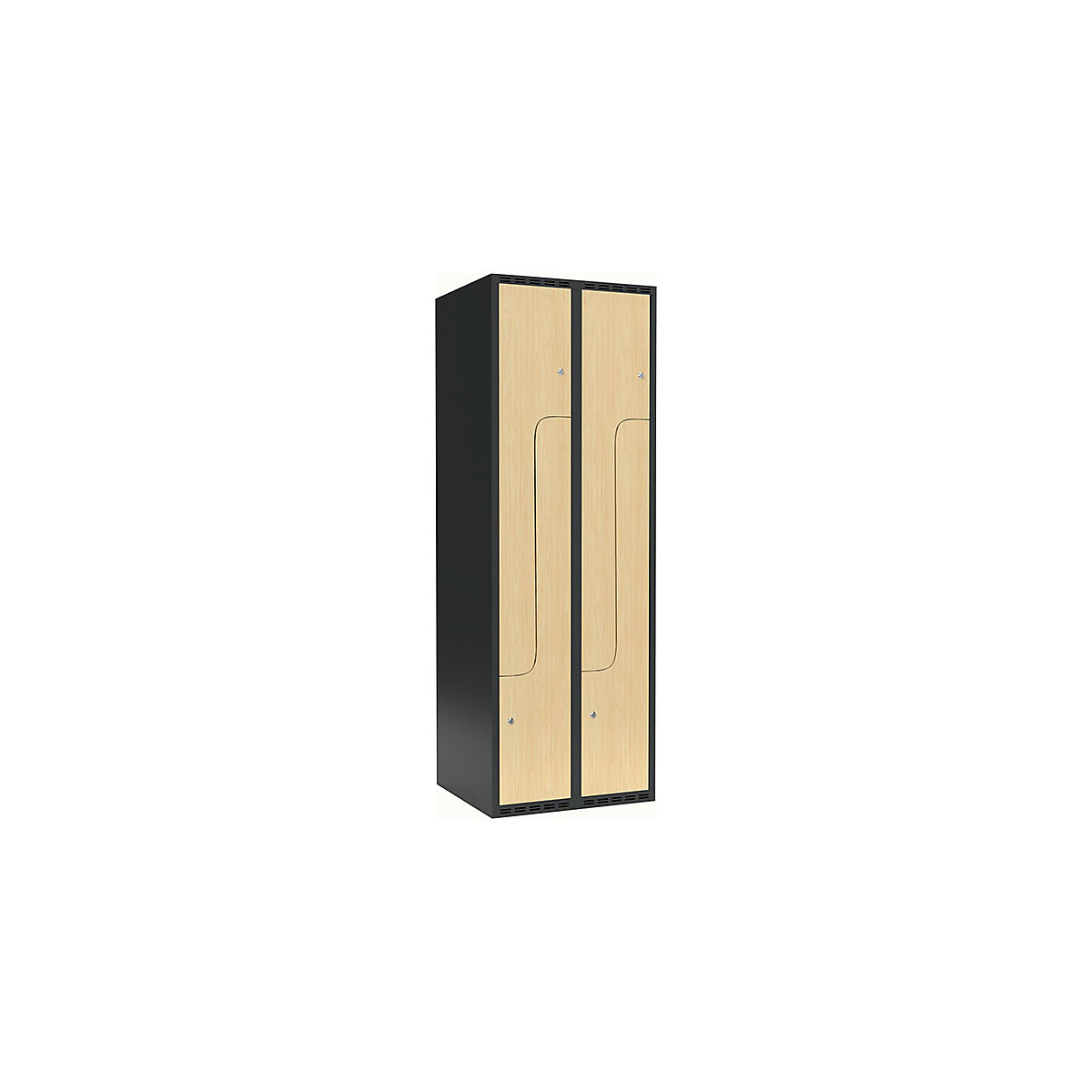 Armadietto a Z Fydor, 2 scomparti, grigio / betulla, largh. 600 mm, 2 scomparti, tetto piatto, serratura a cilindro-0