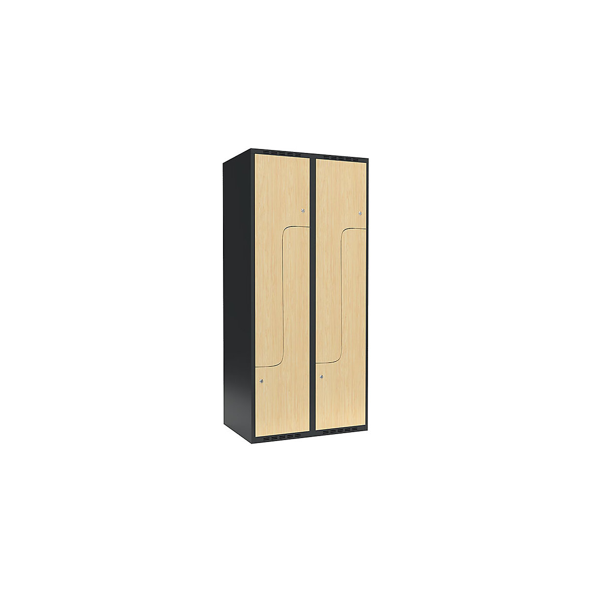 Armadietto a Z Fydor, 2 scomparti, grigio / betulla, largh. 800 mm, 2 scomparti, tetto piatto, serratura a cilindro-0