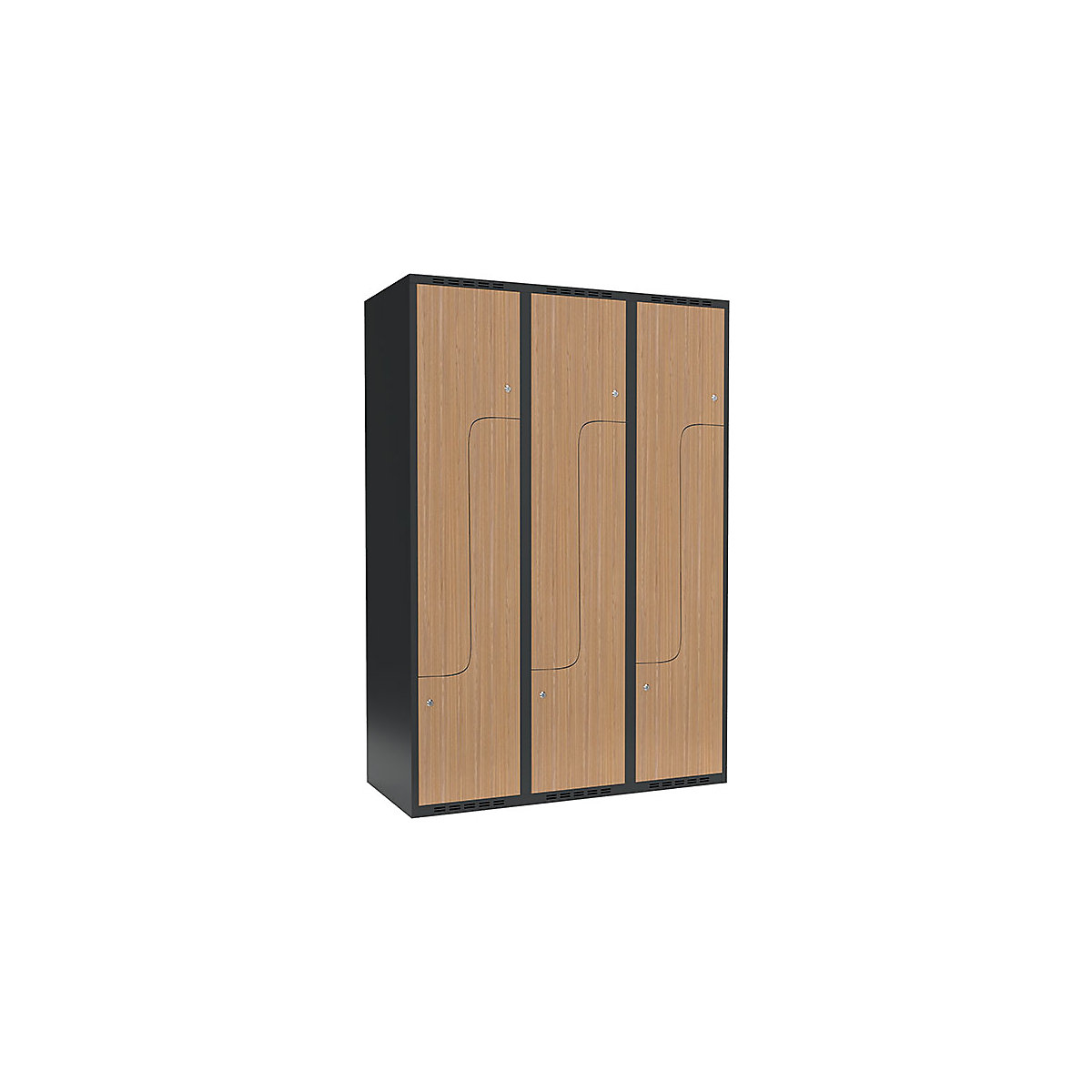 Armadietto a Z Fydor, 3 scomparti, grigio / quercia, largh. 1200 mm, 3 scomparti, tetto piatto, serratura a cilindro-0