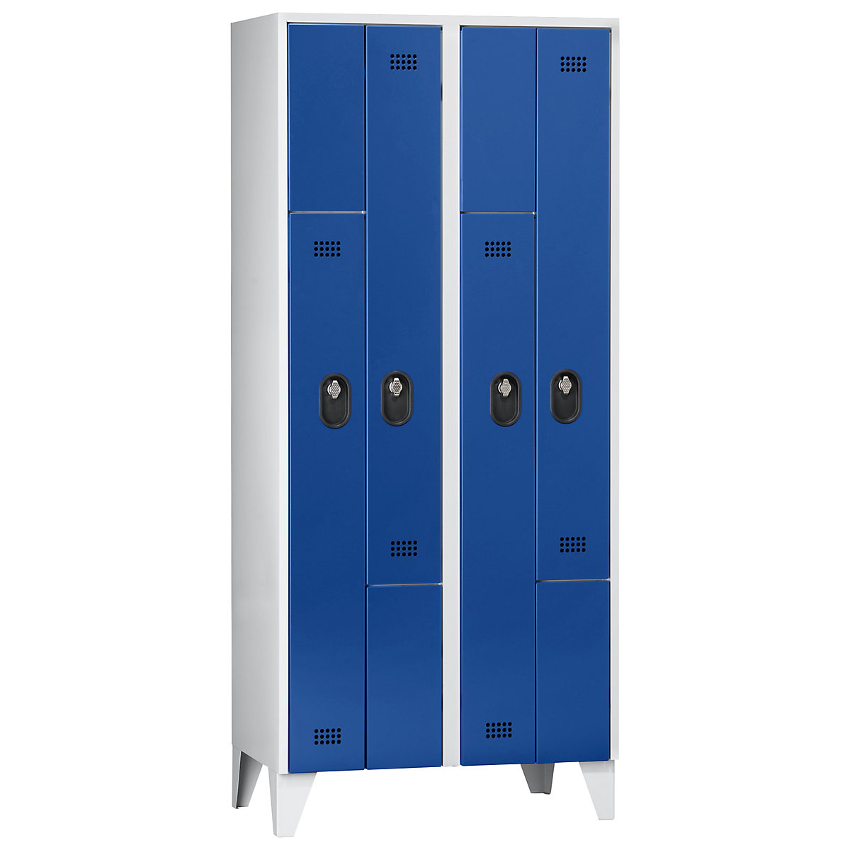 Armadietto a Z Köln – Wolf, 2 scomparti, colore corpo / ante: grigio chiaro / blu genziana-0