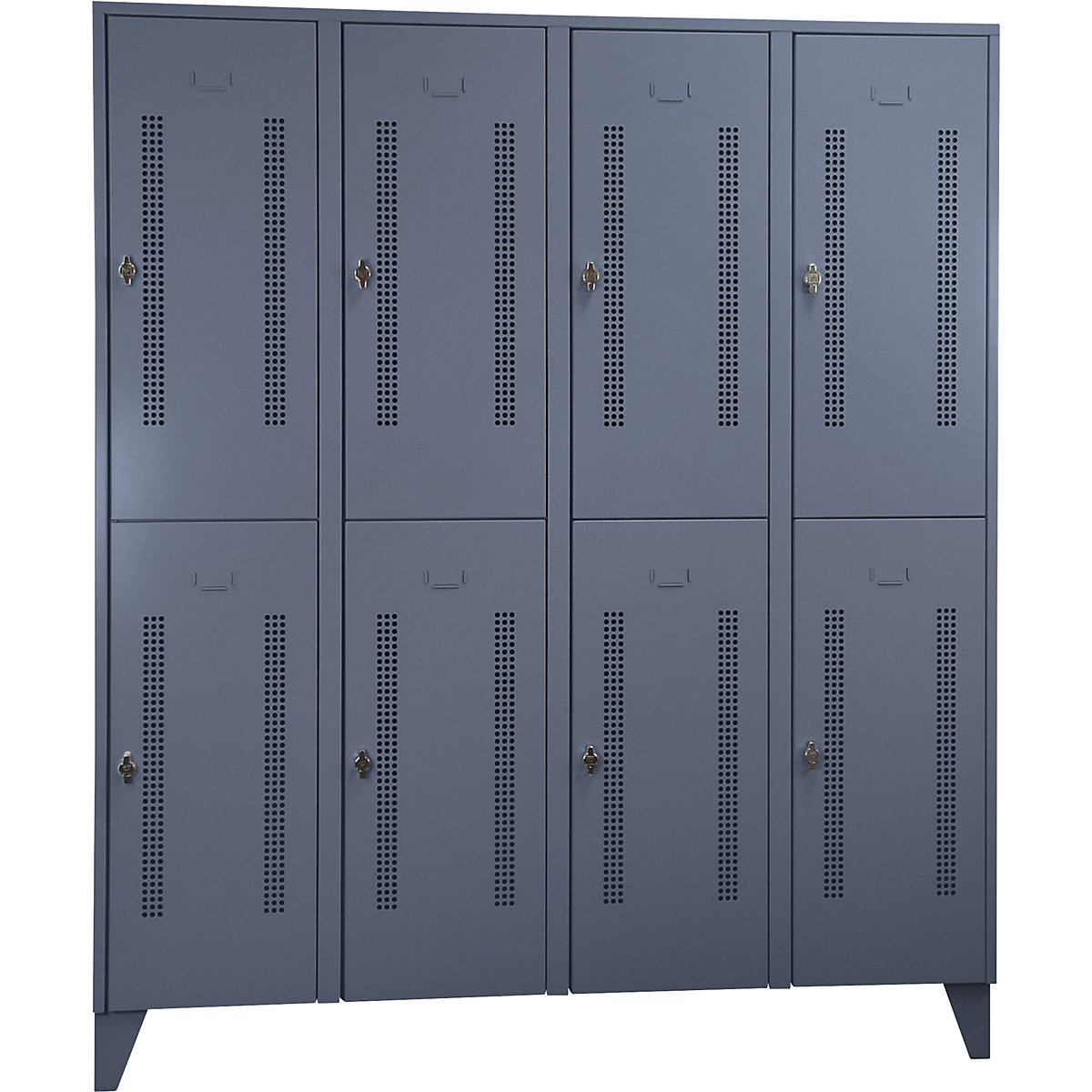 Armadietto a due piani Berlin 1 – Wolf, 4 scomparti, grigio-azzurro, larghezza 1600 mm, 8 scomparti-0