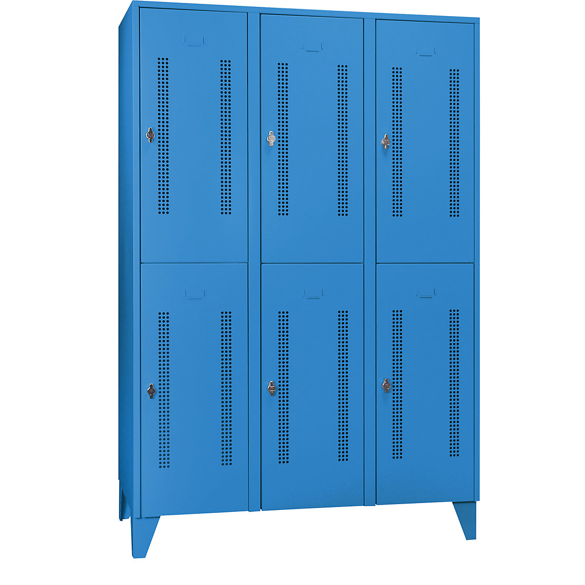 Armadietto a due piani Berlin 1 – Wolf, 3 scomparti, blu chiaro, larghezza 1200 mm, 6 scomparti-0