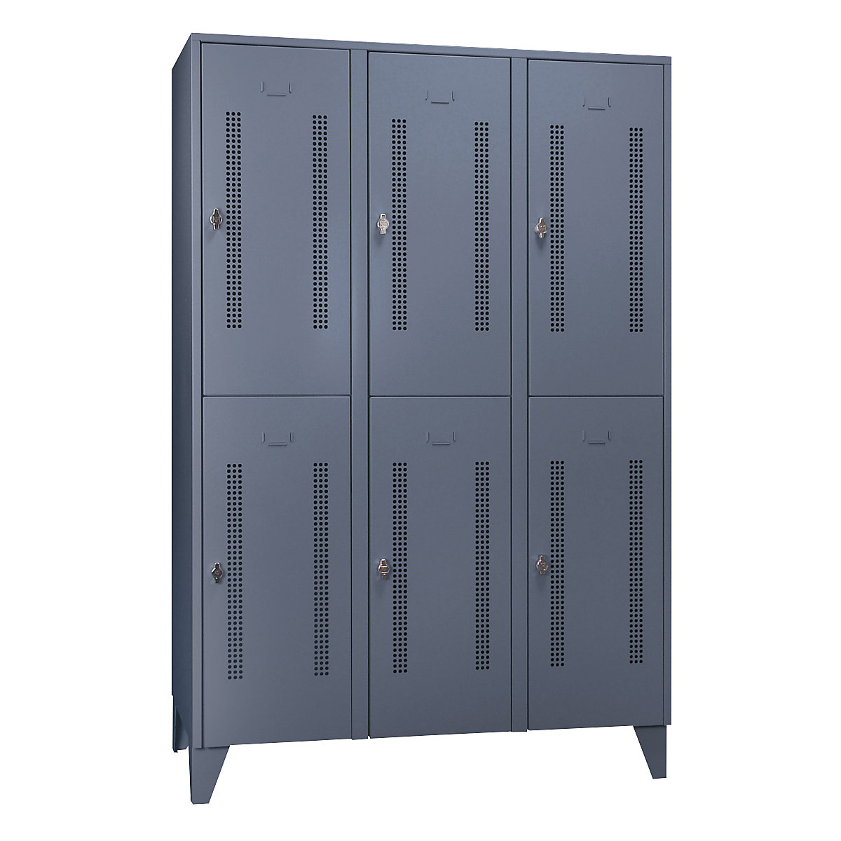 Armadietto a due piani Berlin 1 – Wolf, 3 scomparti, grigio-azzurro, larghezza 1200 mm, 6 scomparti-0