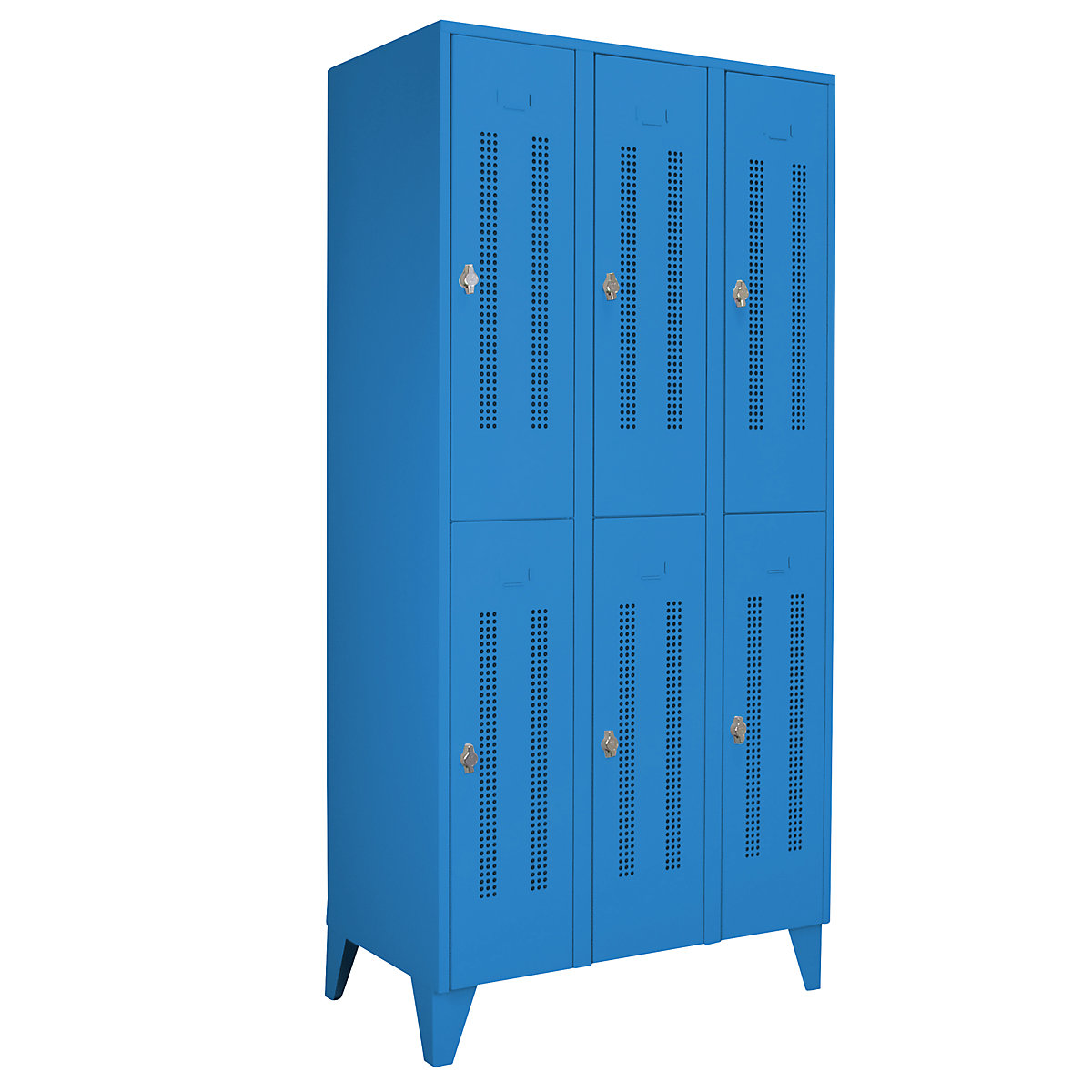 Armadietto a due piani Berlin 1 – Wolf, 3 scomparti, blu chiaro, larghezza 900 mm, 6 scomparti-0