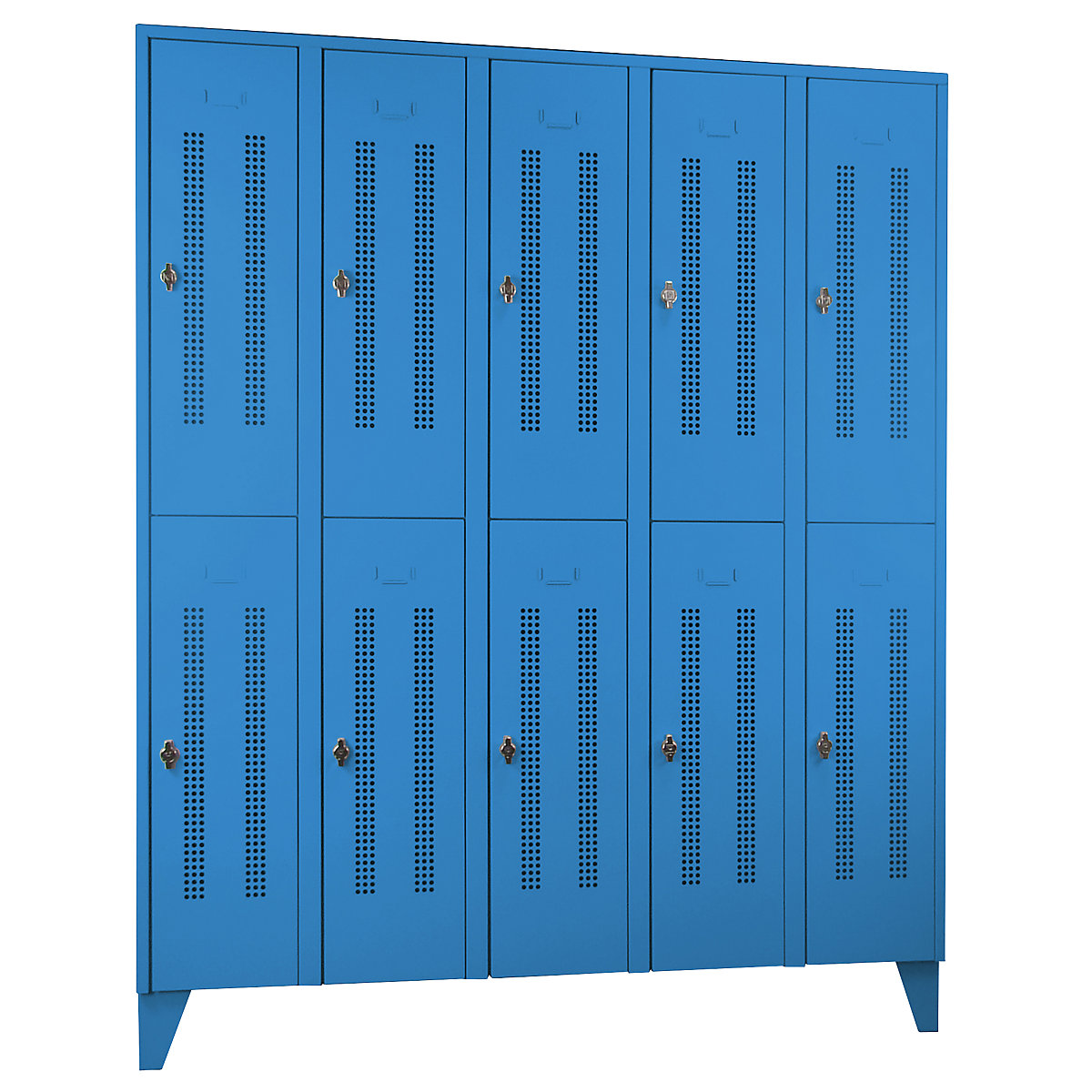 Armadietto a due piani Berlin 1 – Wolf, 5 scomparti, blu chiaro, larghezza 1500 mm, 10 scomparti-0