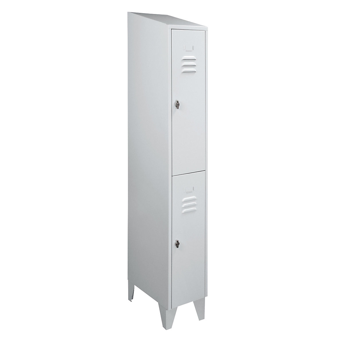 Armadietto a due piani Berlin 2 – Wolf, 1 scomparto, grigio chiaro, larghezza 300 mm, tetto inclinato-0