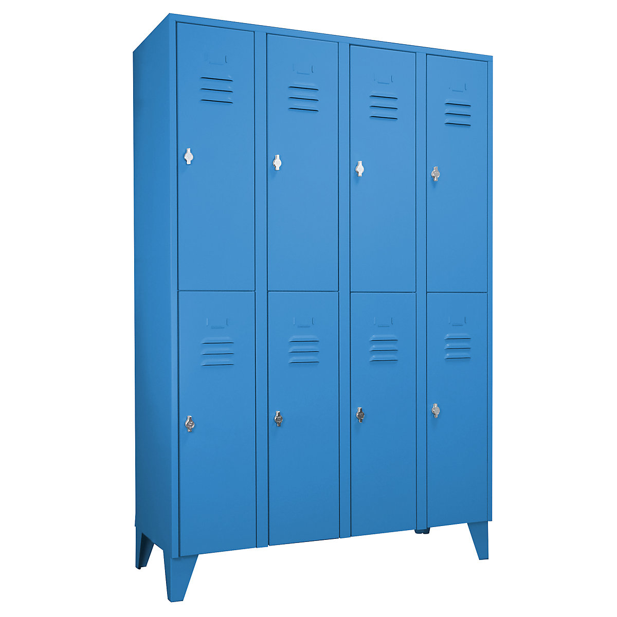 Armadietto a due piani Berlin 2 – Wolf, 4 scomparti, blu chiaro, larghezza 1200 mm, tetto piatto-0