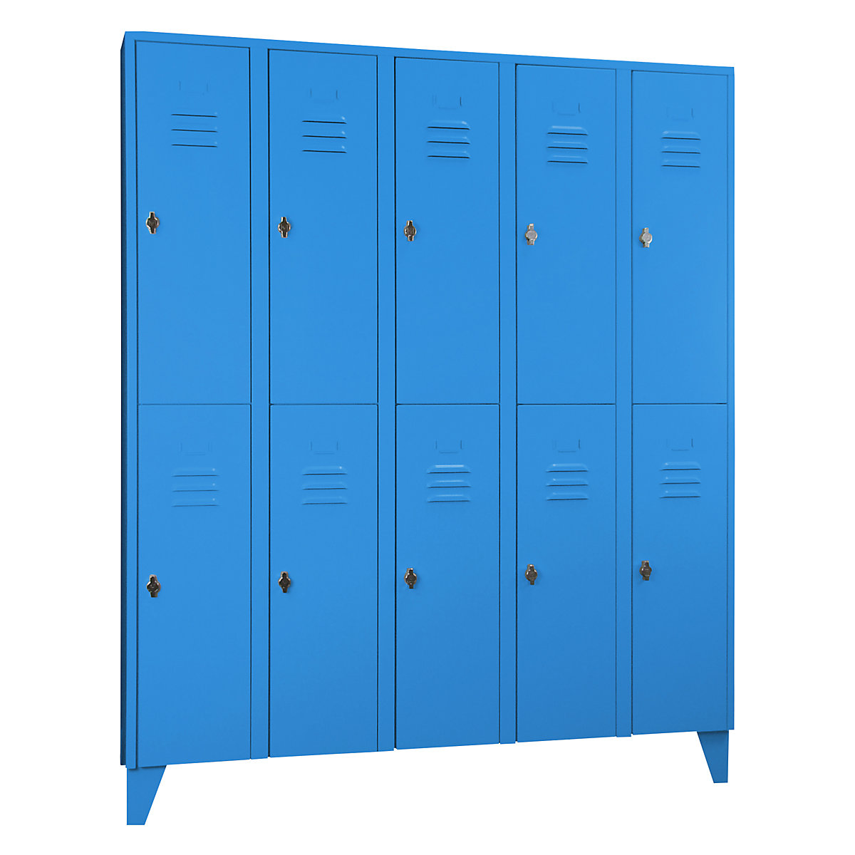 Armadietto a due piani Berlin 2 – Wolf, 5 scomparti, blu chiaro, larghezza 1500 mm, tetto piatto-0