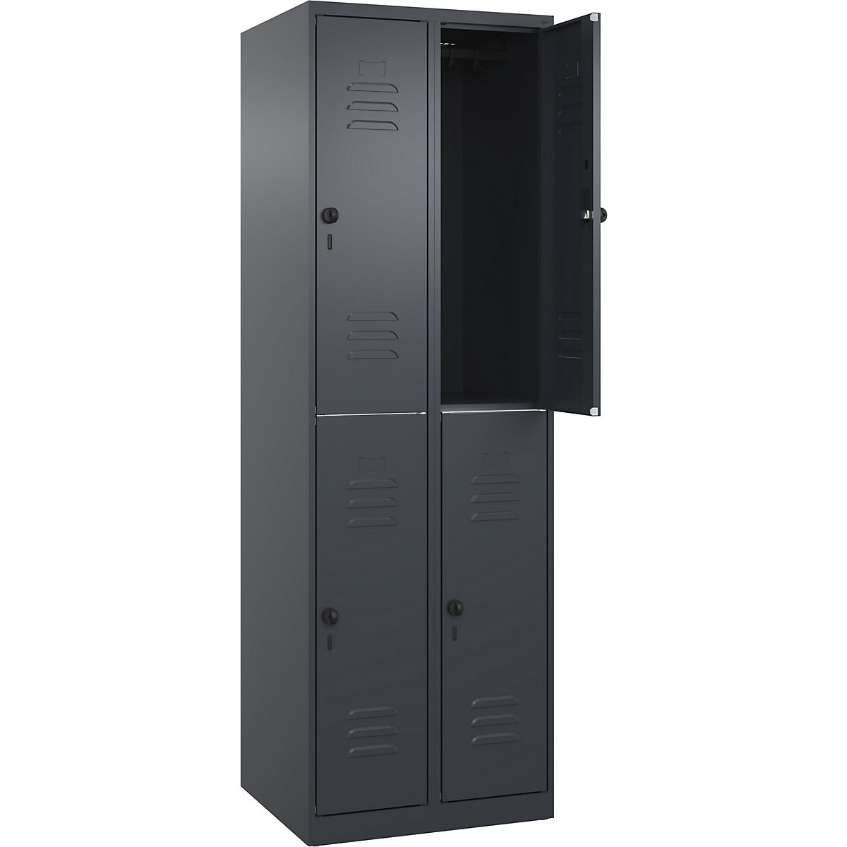 Armadietto a due piani Classic PLUS – C+P, 2 scomparti, grigio, alt. x largh. 1850 x 600 mm, con piedini a pavimento, serratura girevole-0