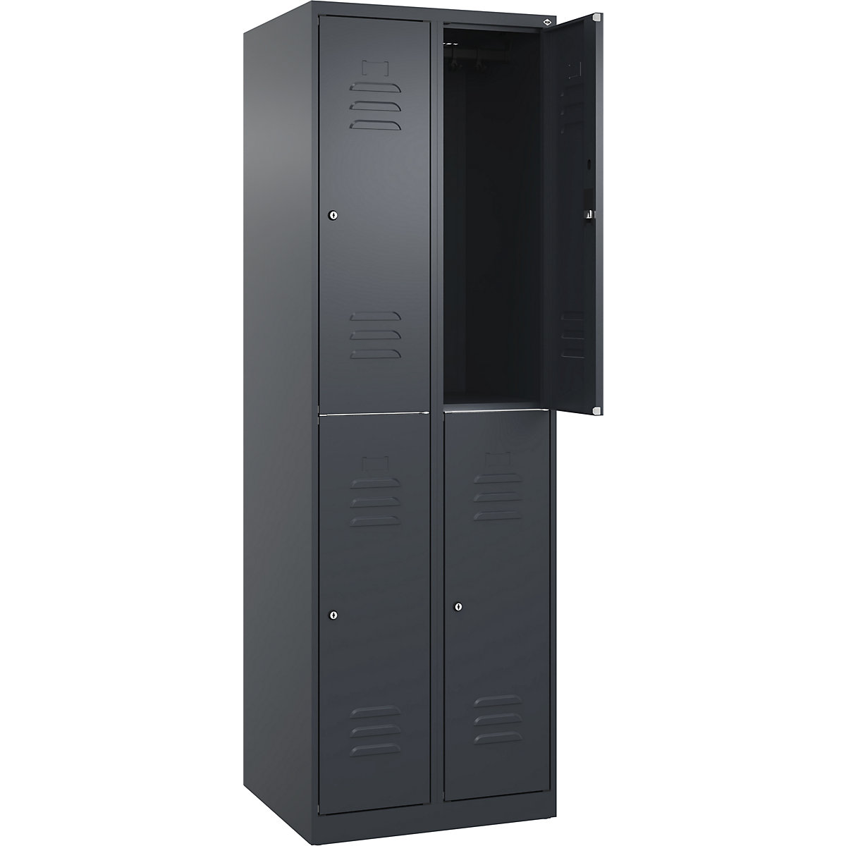 Armadietto a due piani Classic PLUS – C+P, 2 scomparti, grigio, alt. x largh. 1850 x 600 mm, con piedini a pavimento, serratura a cilindro-0