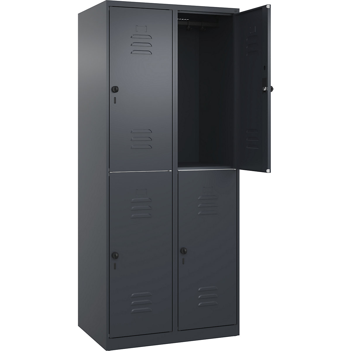Armadietto a due piani Classic PLUS – C+P, 2 scomparti, grigio, alt. x largh. 1850 x 800 mm, con piedini a pavimento, serratura girevole-0