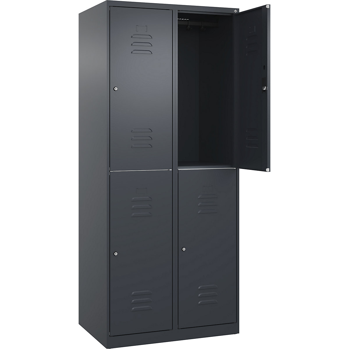 Armadietto a due piani Classic PLUS – C+P, 2 scomparti, grigio, alt. x largh. 1850 x 800 mm, con piedini a pavimento, serratura a cilindro-0
