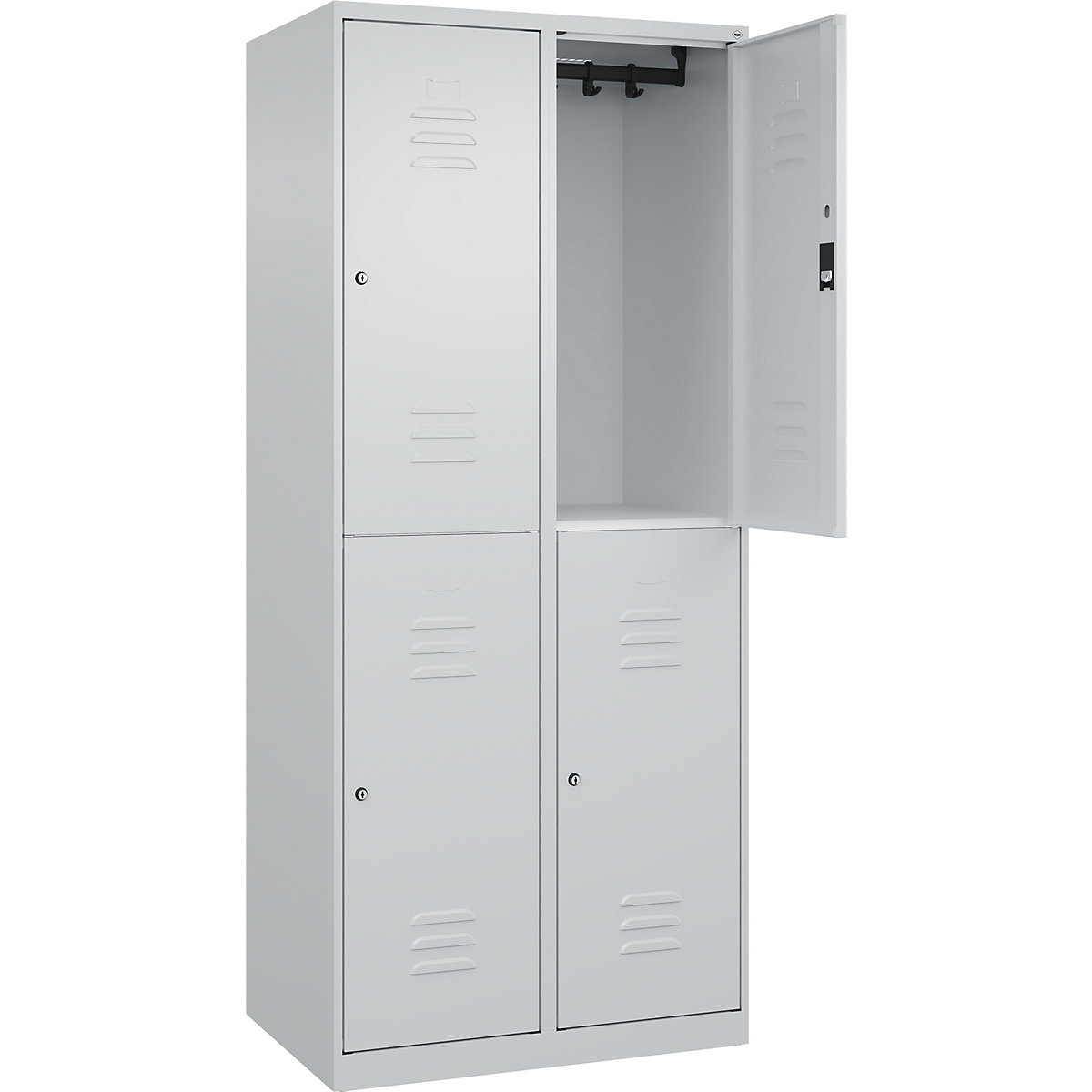 Armadietto a due piani Classic PLUS – C+P, 2 scomparti, grigio chiaro, alt. x largh. 1850 x 800 mm, con piedini a pavimento, serratura a cilindro-0