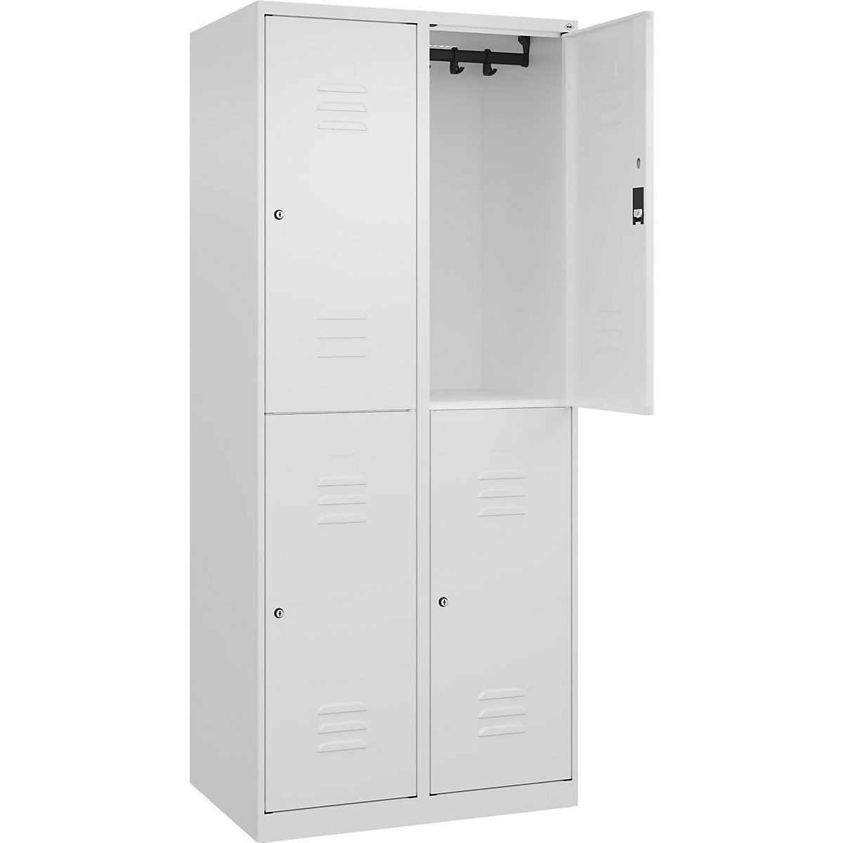 Armadietto a due piani Classic PLUS – C+P, 2 scomparti, bianco traffico, alt. x largh. 1850 x 800 mm, con piedini a pavimento, serratura a cilindro-0