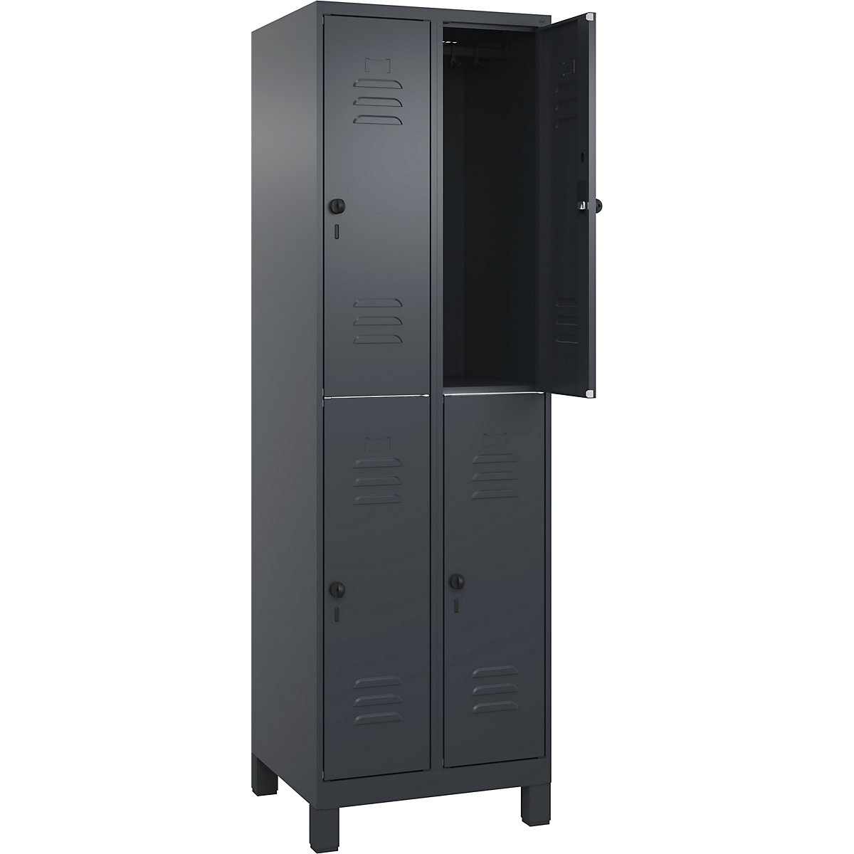 Armadietto a due piani Classic PLUS – C+P, 2 scomparti, grigio, alt. x largh. 1950 x 600 mm, con piedini, serratura girevole-0