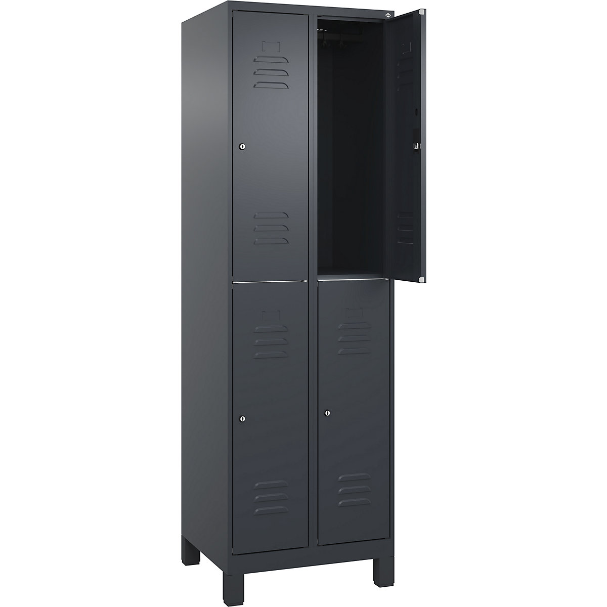 Armadietto a due piani Classic PLUS – C+P, 2 scomparti, grigio, alt. x largh. 1950 x 600 mm, con piedini, serratura a cilindro-0