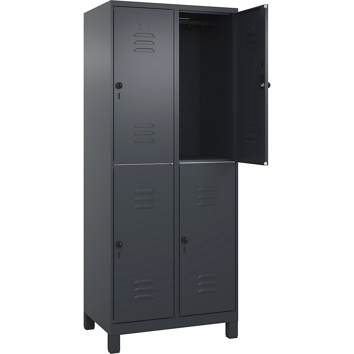 Armadietto a due piani Classic PLUS – C+P, 2 scomparti, grigio, alt. x largh. 1950 x 800 mm, con piedini, serratura girevole-0