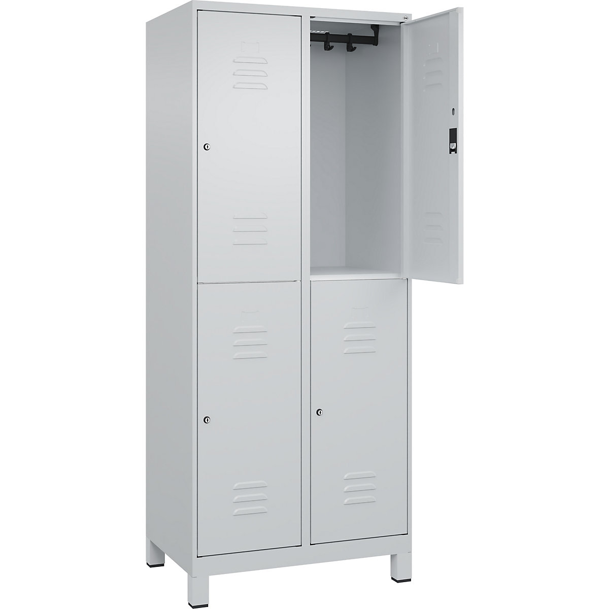 Armadietto a due piani Classic PLUS – C+P, 2 scomparti, grigio chiaro, alt. x largh. 1950 x 800 mm, con piedini, serratura a cilindro-0
