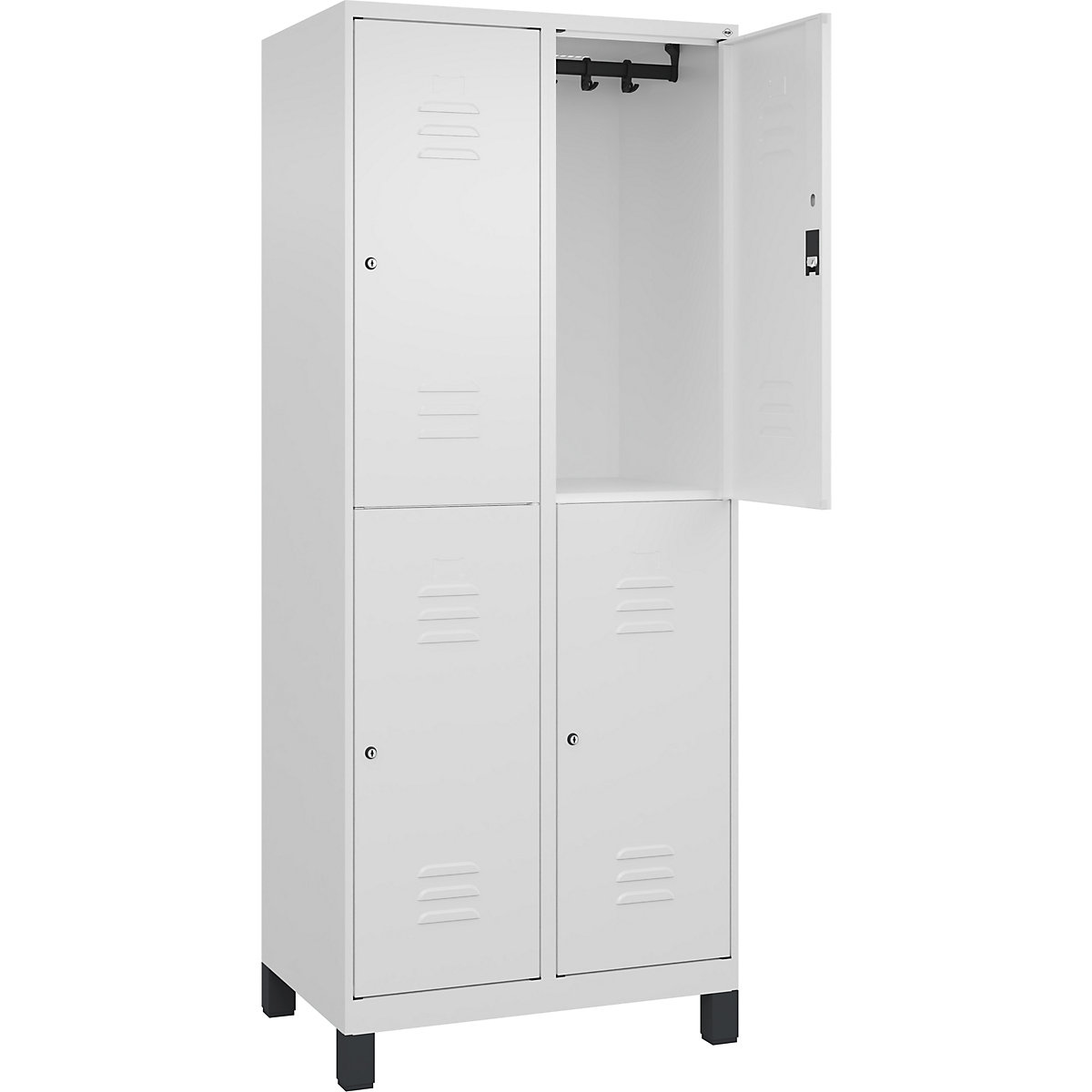 Armadietto a due piani Classic PLUS – C+P, 2 scomparti, bianco traffico, alt. x largh. 1950 x 800 mm, con piedini, serratura a cilindro-0