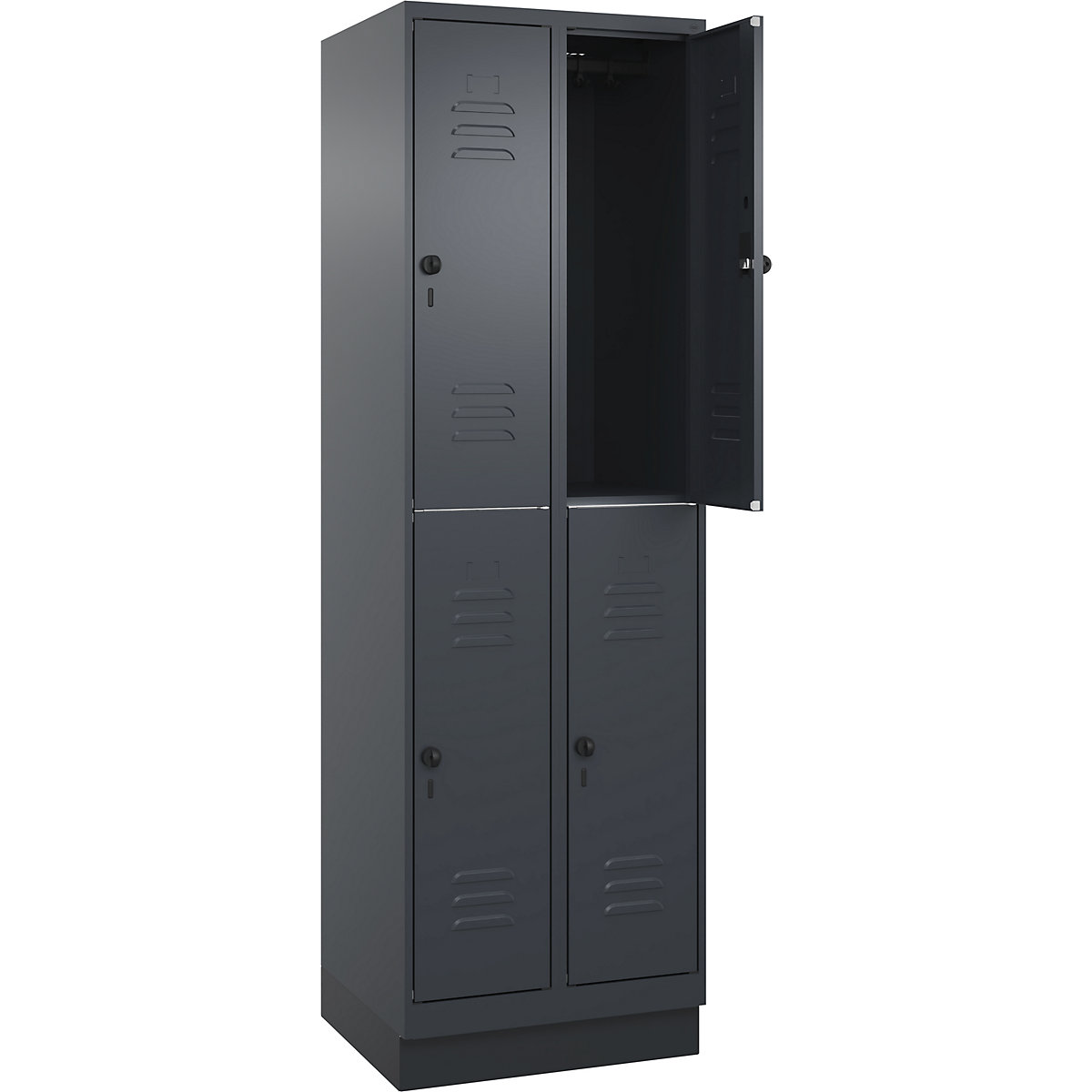 Armadietto a due piani Classic PLUS – C+P, 2 scomparti, grigio, alt. x largh. 1950 x 600 mm, con zoccolino, serratura girevole-0