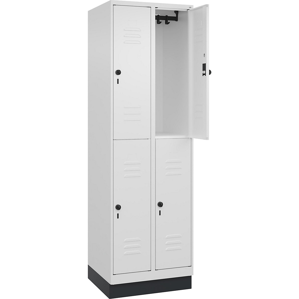 Armadietto a due piani Classic PLUS – C+P, 2 scomparti, bianco traffico, alt. x largh. 1950 x 600 mm, con zoccolino, serratura girevole-0