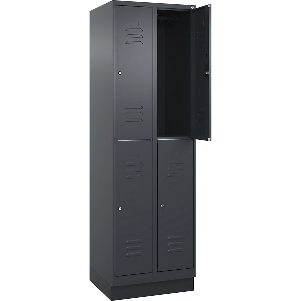 Armadietto a due piani Classic PLUS – C+P, 2 scomparti, grigio, alt. x largh. 1950 x 600 mm, con zoccolino, serratura a cilindro-0