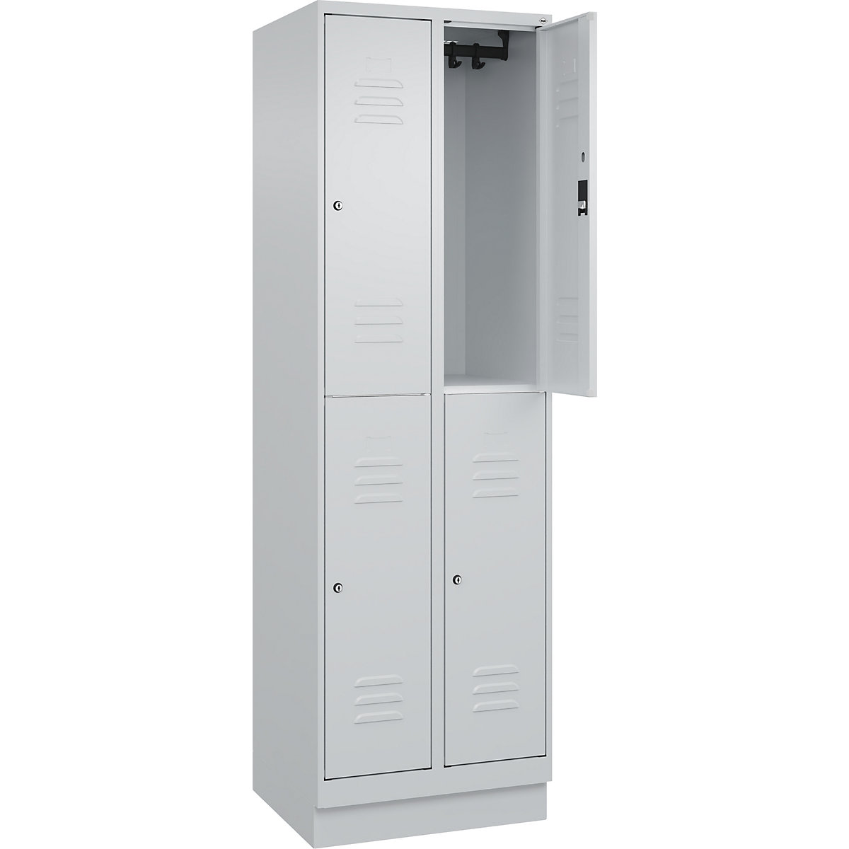 Armadietto a due piani Classic PLUS – C+P, 2 scomparti, grigio chiaro, alt. x largh. 1950 x 600 mm, con zoccolino, serratura a cilindro-0