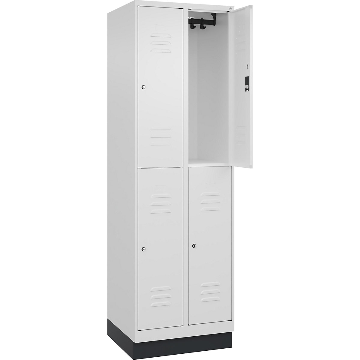 Armadietto a due piani Classic PLUS – C+P, 2 scomparti, bianco traffico, alt. x largh. 1950 x 600 mm, con zoccolino, serratura a cilindro-0